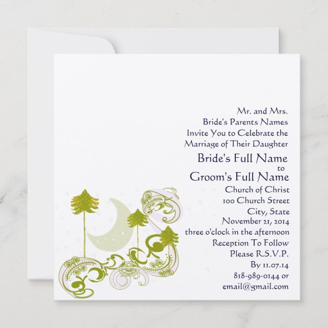 Invitación a la boda de la luna de Swirl Square (Anverso)