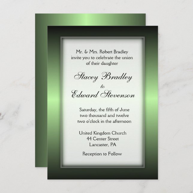 Invitación a la boda de la luna verde de Apple (Anverso / Reverso)