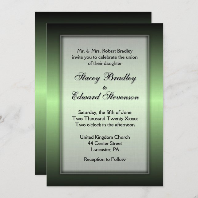 Invitación a la boda de la luna verde de Apple (Anverso / Reverso)