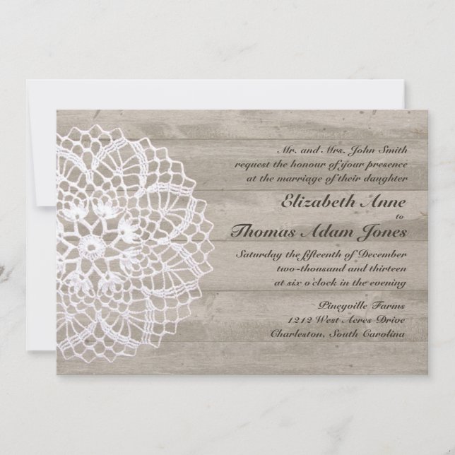 Invitación a la boda de la madera de los tejados y (Anverso)