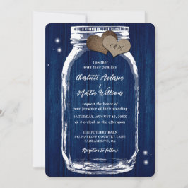 Invitación a la boda de la Madera Rustic Blue Maso