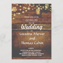 Invitación a la boda de la Madera Rústica Glam