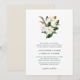 Invitación a la boda de la Magnolia acuarela