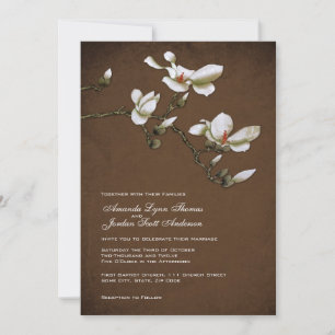 Invitación a la boda de la Magnolia Marrón y Blanc