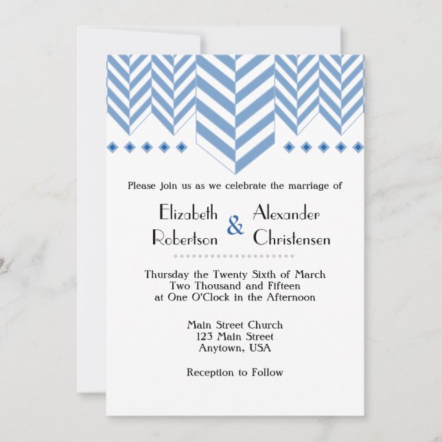 Invitación a la boda de la mancha blanca azul (Anverso)