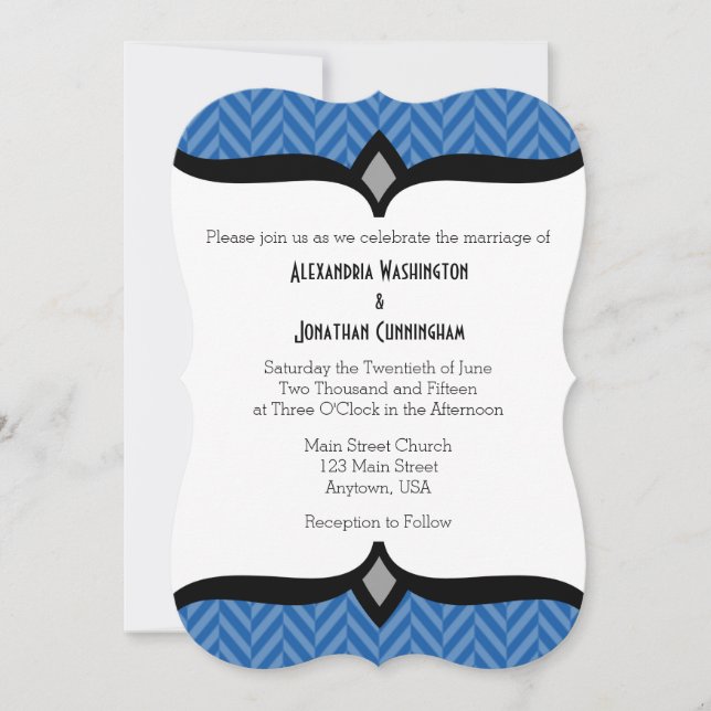 Invitación a la boda de la mancha blanca azul (Anverso)