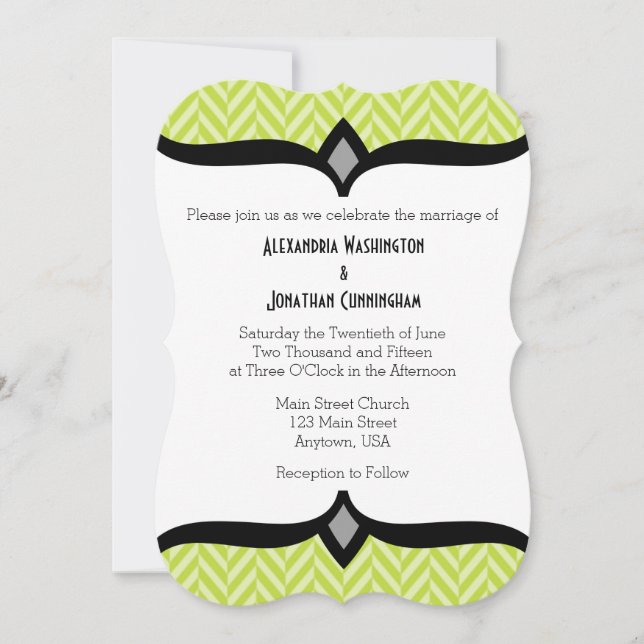 Invitación a la boda de la mancha blanca Lime Gree (Anverso)