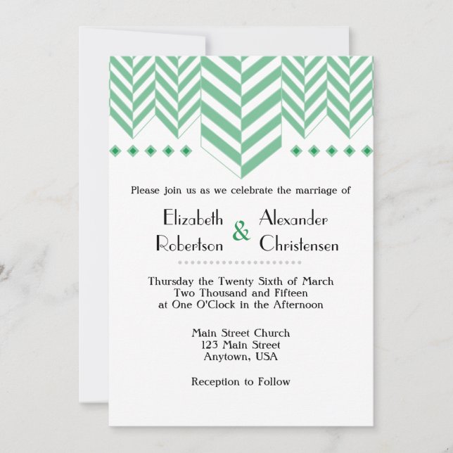 Invitación a la boda de la mancha blanca verde (Anverso)