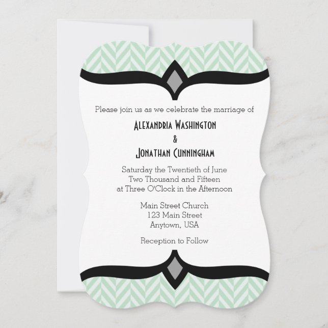 Invitación a la boda de la manteca blanca verde de (Anverso)