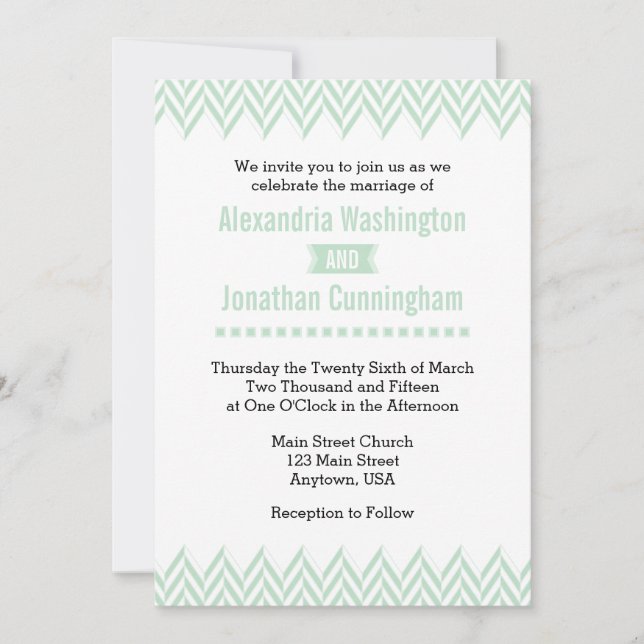 Invitación a la boda de la manteca blanca verde de (Anverso)