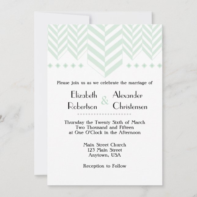 Invitación a la boda de la manteca blanca verde de (Anverso)