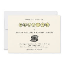 Invitación a la boda de la máquina de escribir de 