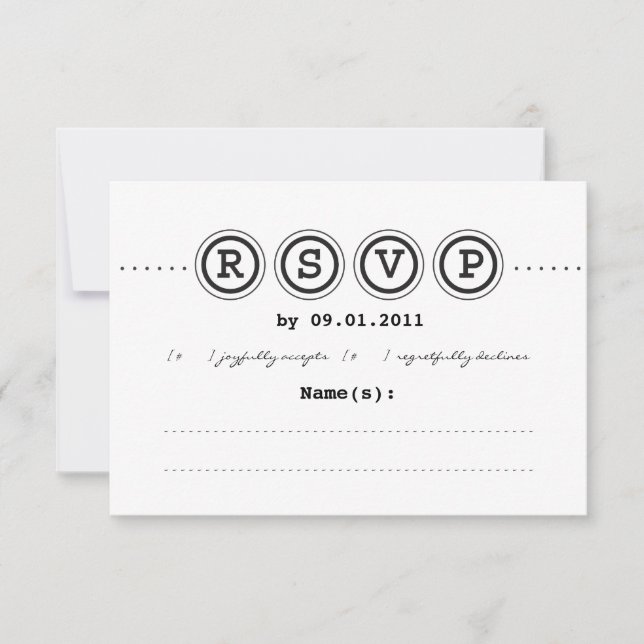 Invitación a la boda de la máquina de escribir RSV (Anverso)