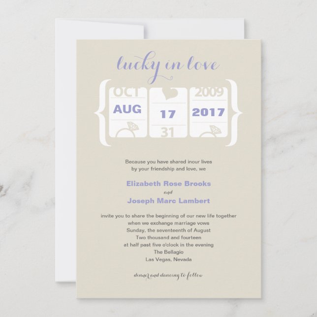 Invitación a la boda de la máquina de ranura (Anverso)