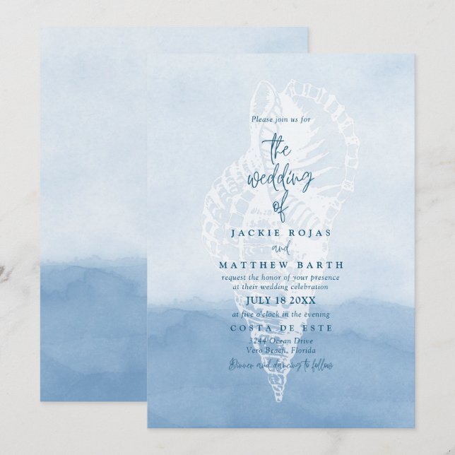 Invitación a la boda de la marea acuática de la pl (Anverso / Reverso)
