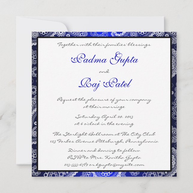 Invitación a la boda de la marea azul y blanca (Reverso)