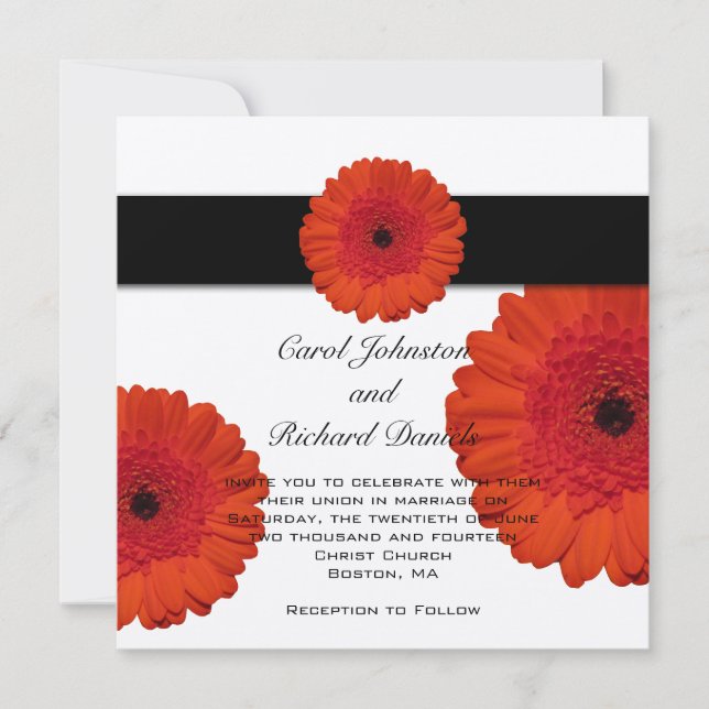 Invitación a la boda de la marea roja Gerbera (Anverso)