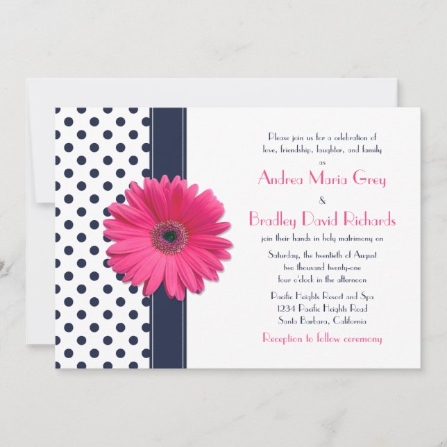 Invitación a la boda de la marea rosada del dot po (Anverso)