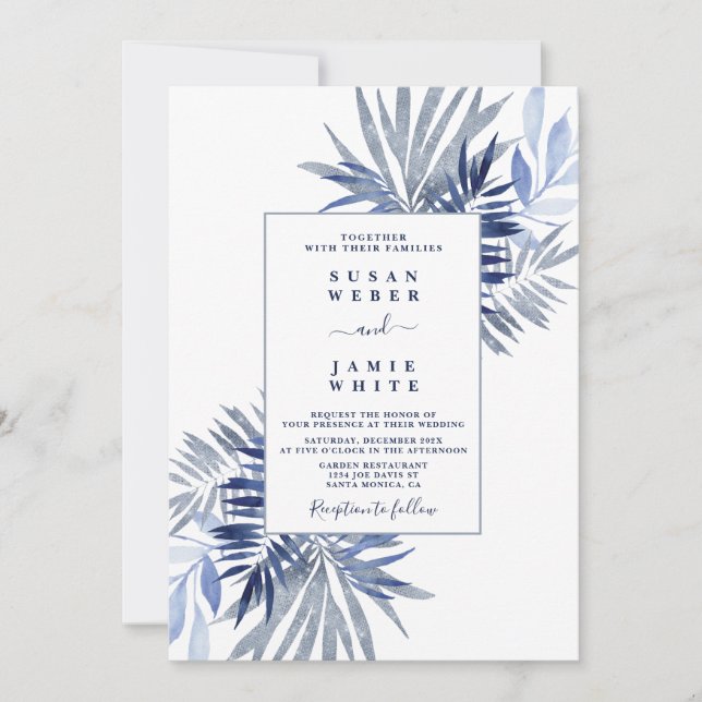 Invitación a la boda de la Marina Blue Beach (Anverso)