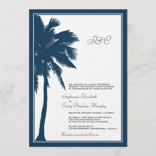 Invitación a la boda de la Marina Blue Palm Tree