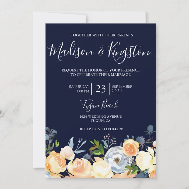Invitación a la boda de la Marina de las Flores de (Anverso)