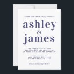 Invitación a la boda de la Marina de Moda Simple B<br><div class="desc">La invitación a la boda, sencilla y de moda, presenta una tipografía de estilo azul marino, elegante y moderna con un fondo blanco. Simplemente agregue los detalles de su boda. Diseñado exclusivamente para usted por Happy Dolphin Studio. Si necesita ayuda o productos coincidentes, póngase en contacto con nosotros en happydolphinstudio@outlook.com....</div>