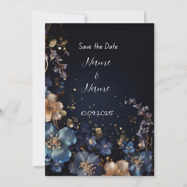 Invitación a la boda de la marina floral (Anverso)