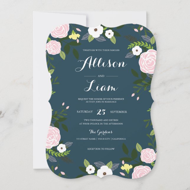 Invitación a la boda de la Marina Floral (Anverso)