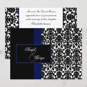 invitación a la boda de la marina monogram damask