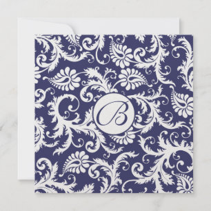 Invitación a la boda de la Marina Monograma Damask