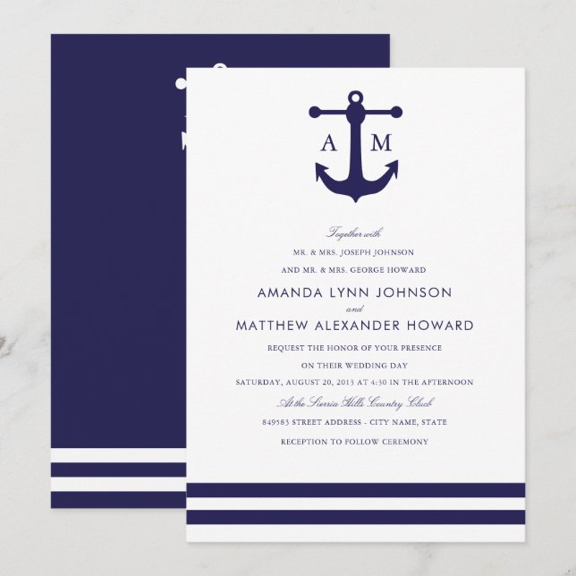 Invitación a la boda de la Marina Náutica (Anverso / Reverso)
