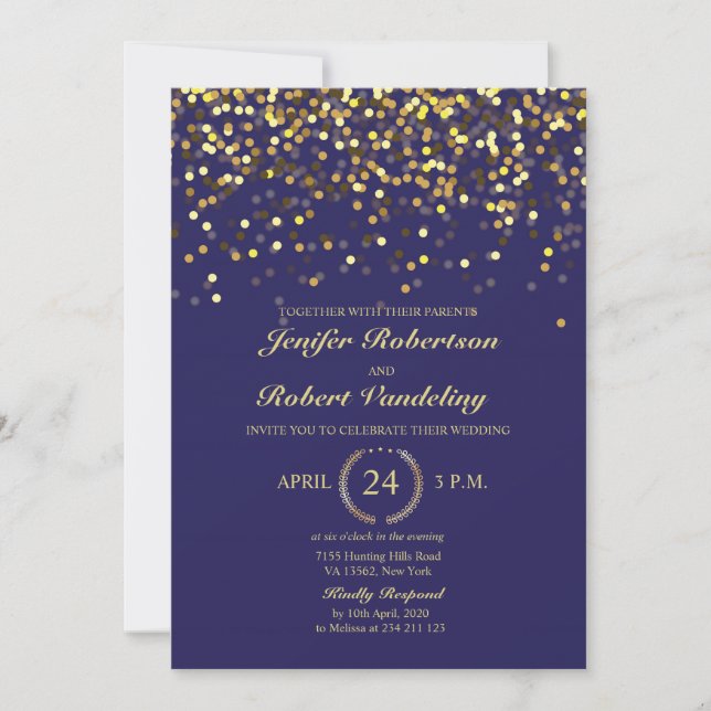Invitación a la boda de la Marina y el Confetti de (Anverso)