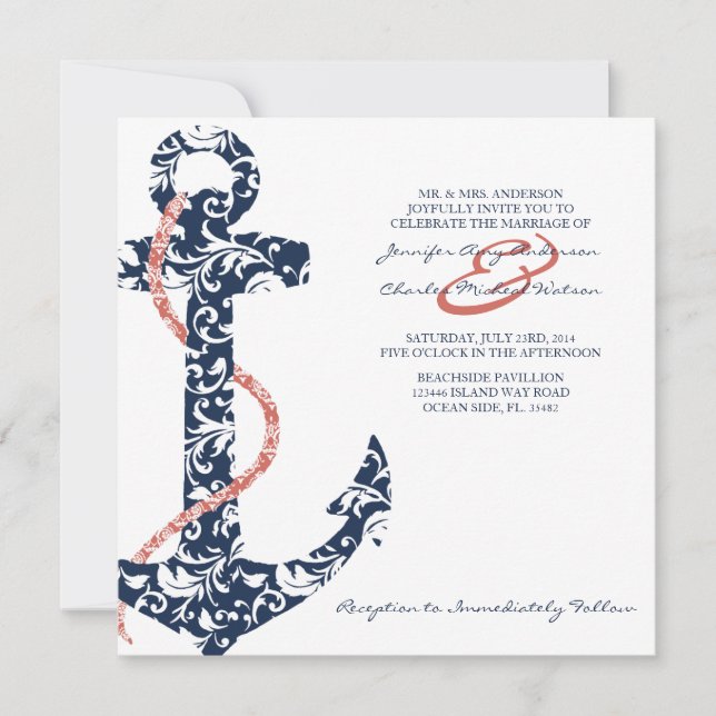 Invitación a la boda de la Marina y el Coral Ancho (Anverso)