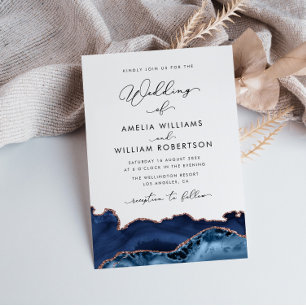 invitación a la boda de la marina y el oro rosa