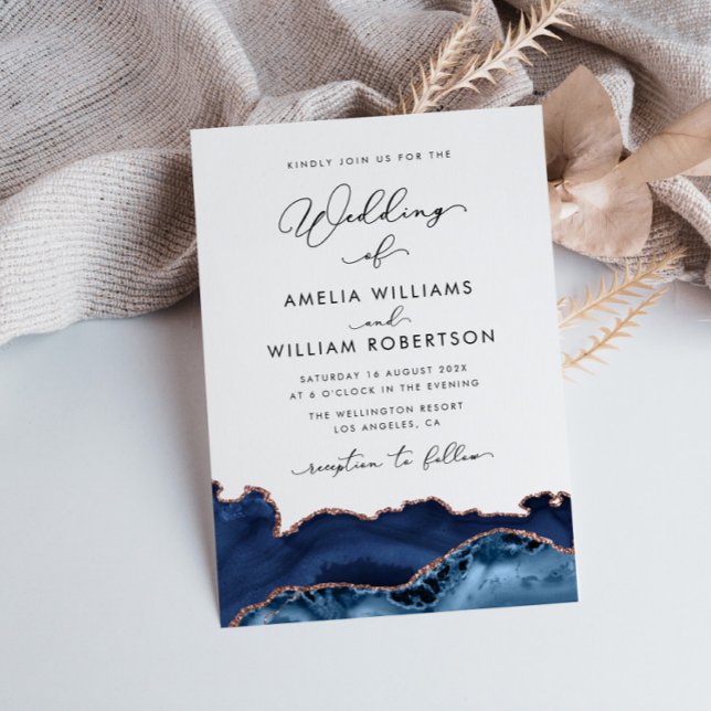invitación a la boda de la marina y el oro rosa (Subido por el creador)
