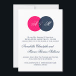 Invitación a la boda de la Marina y el Twin Monogr<br><div class="desc">Invitación a la boda de la Marina y el Twin Monogramas calientes y rosados</div>