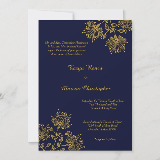 Invitación a la boda de la Marina y la Floral Amar (Anverso)