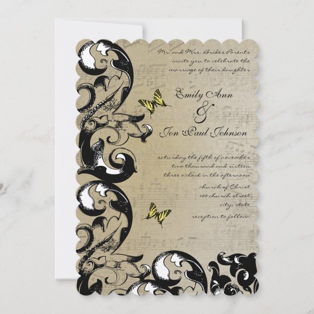 Invitación a la boda de la mariposa amarilla (Anverso)
