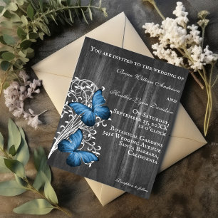 Invitación a la boda de la mariposa azul rusa
