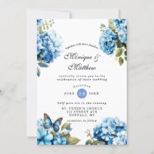 Invitación a la boda de la mariposa de la hidrange