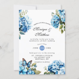 Invitación a la boda de la mariposa de la hidrange
