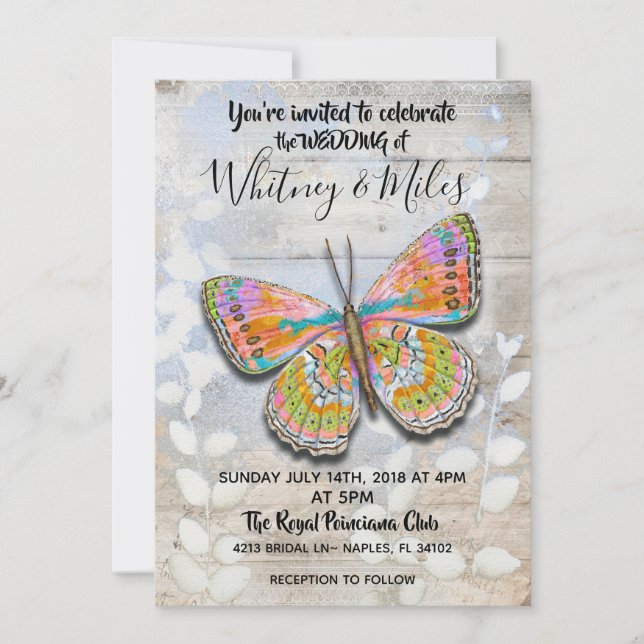 Invitación a la boda de la mariposa de primavera (Anverso)
