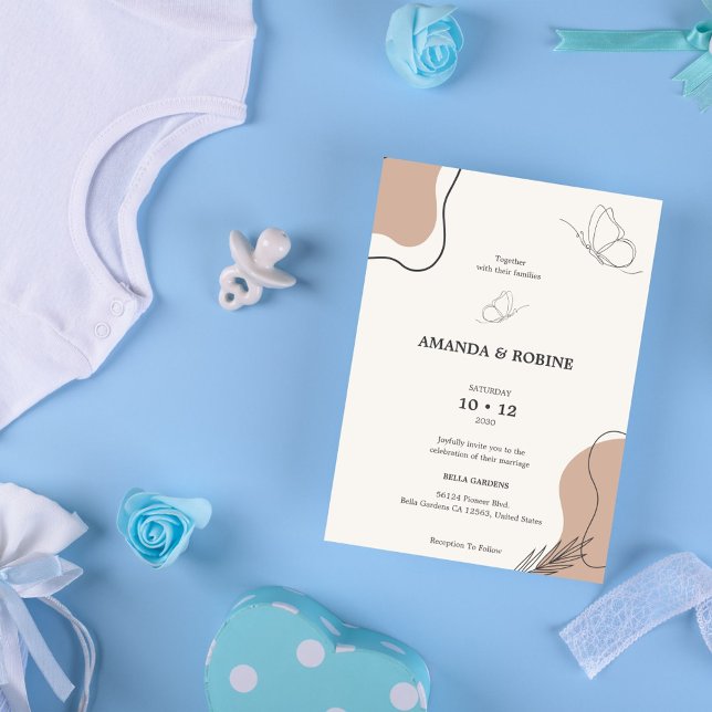 Invitación a la boda de la mariposa del Boho minim (Subido por el creador)