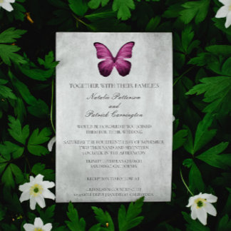 Invitación a la boda de la mariposa magenta