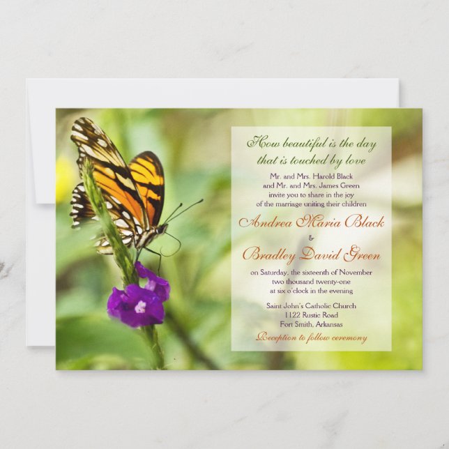 Invitación a la boda de la mariposa monarca (Anverso)