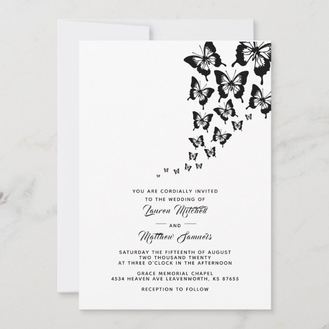 Invitación a la boda de la mariposa negra (Anverso)