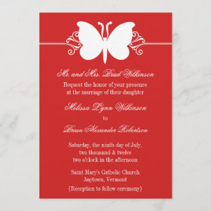 Invitación a la boda de la mariposa roja oscura Sw