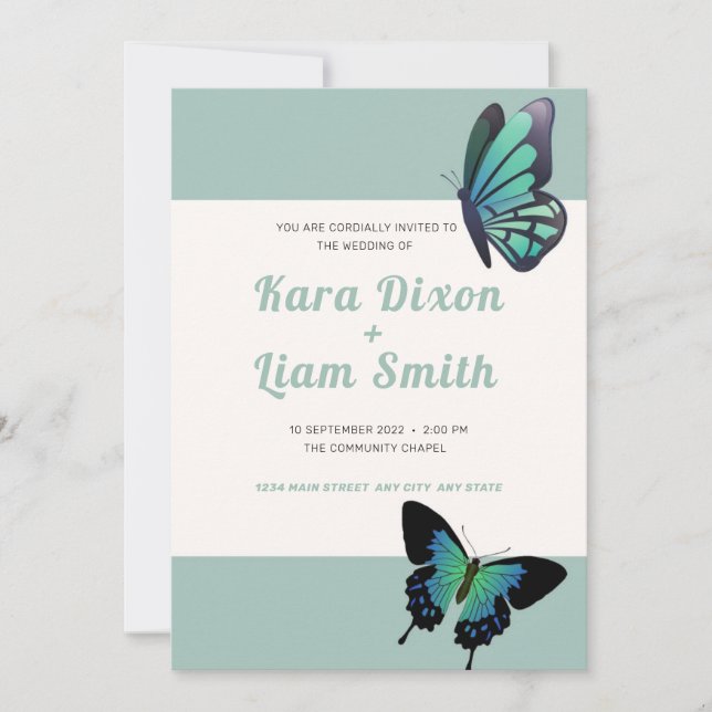 Invitación a la boda de la mariposa verde (Anverso)