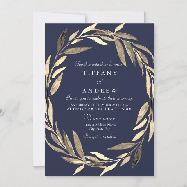 Invitación a la boda de la marisma de la hoja de o (Anverso)
