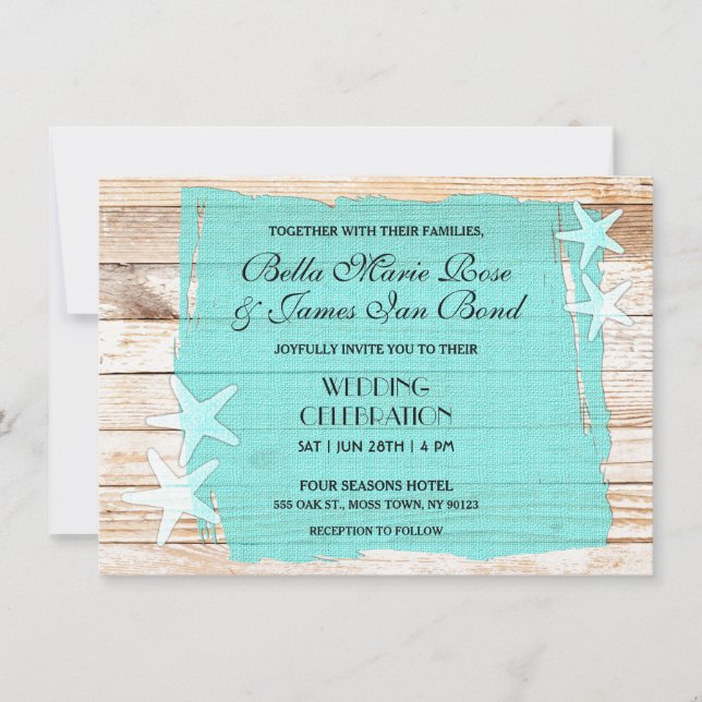 Invitación a la boda de la marisma turquesa rusa (Anverso)
